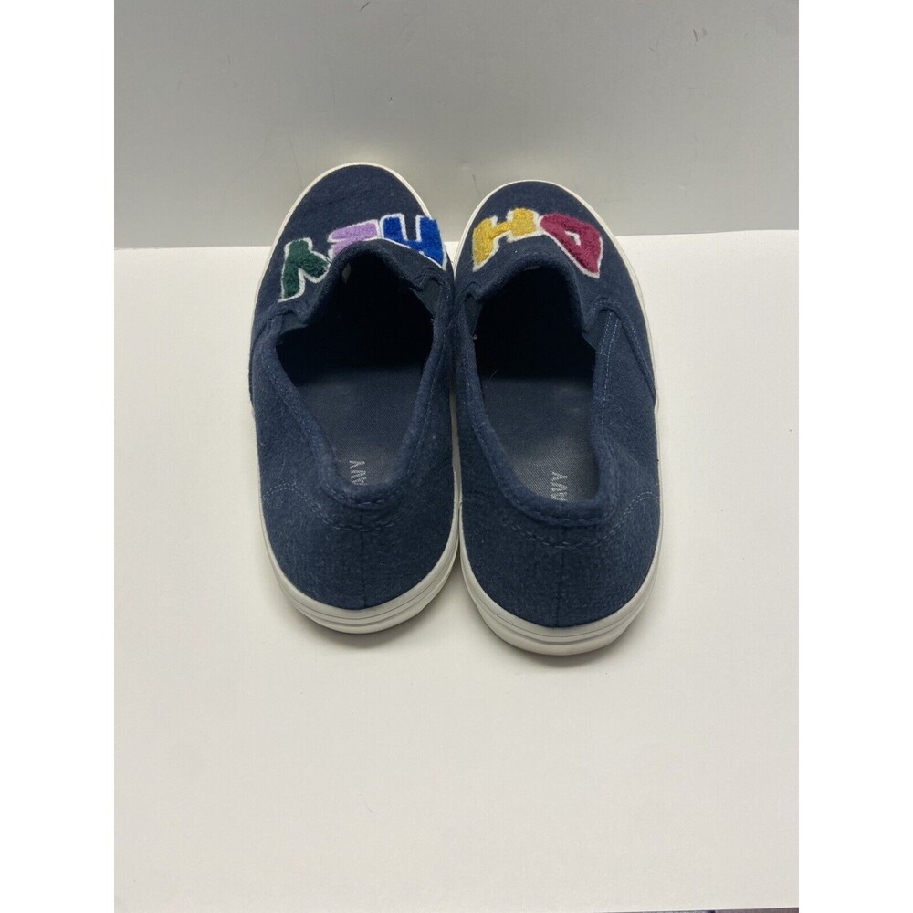 Old Navy Canvas Slip On Shoes Womens Size 8 Oh Hey Blue Sneakers Embroidered - Picture 3 of 6